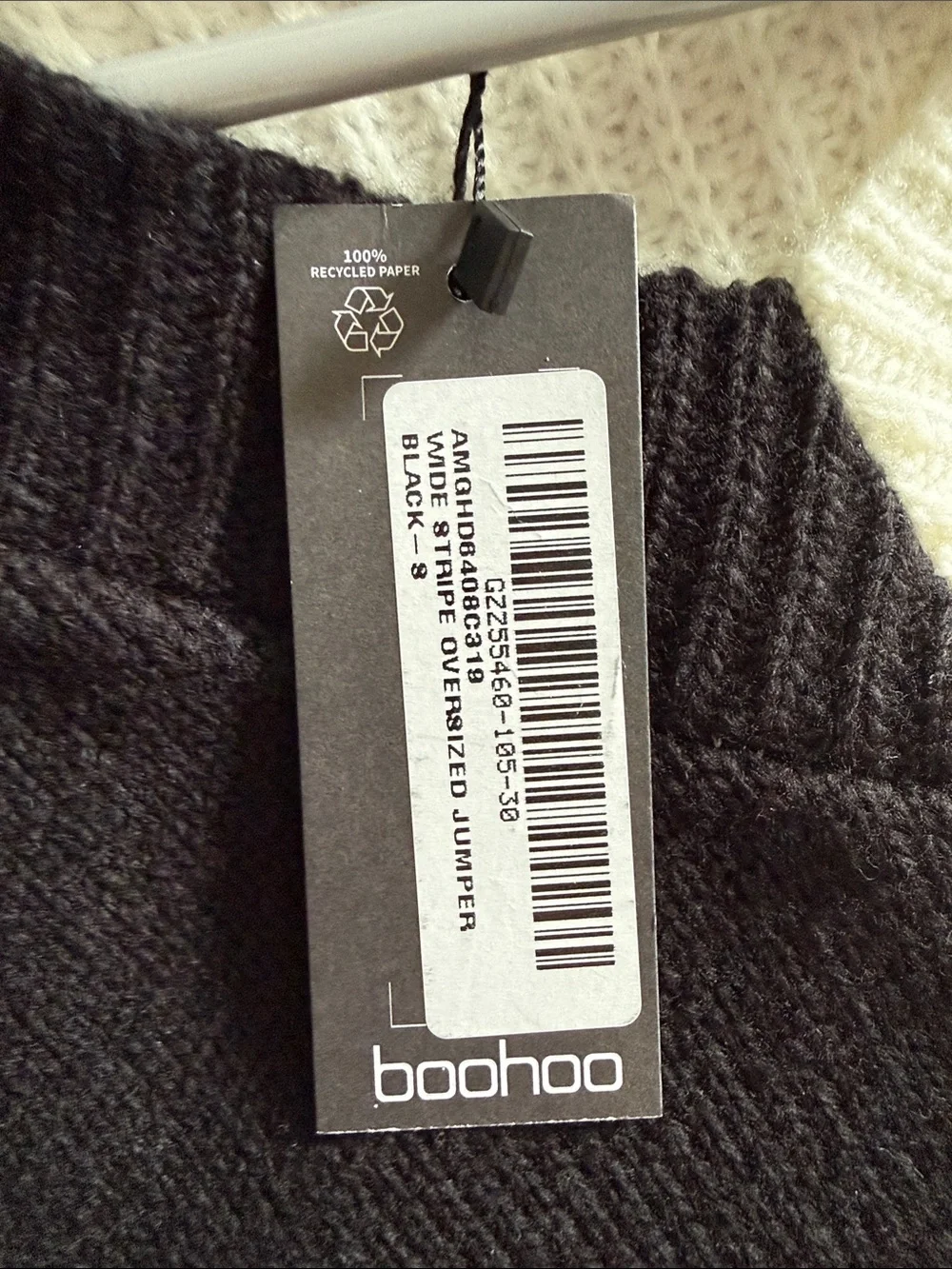 Boohoo Black & White V‑Neck Colorblock Knit Sweater